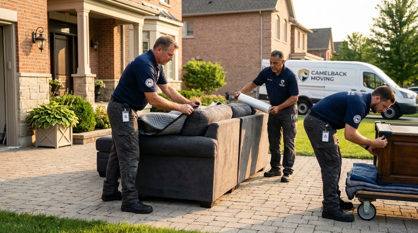 Large estate moving crew wrapping furniture in Broadview Heights, OH