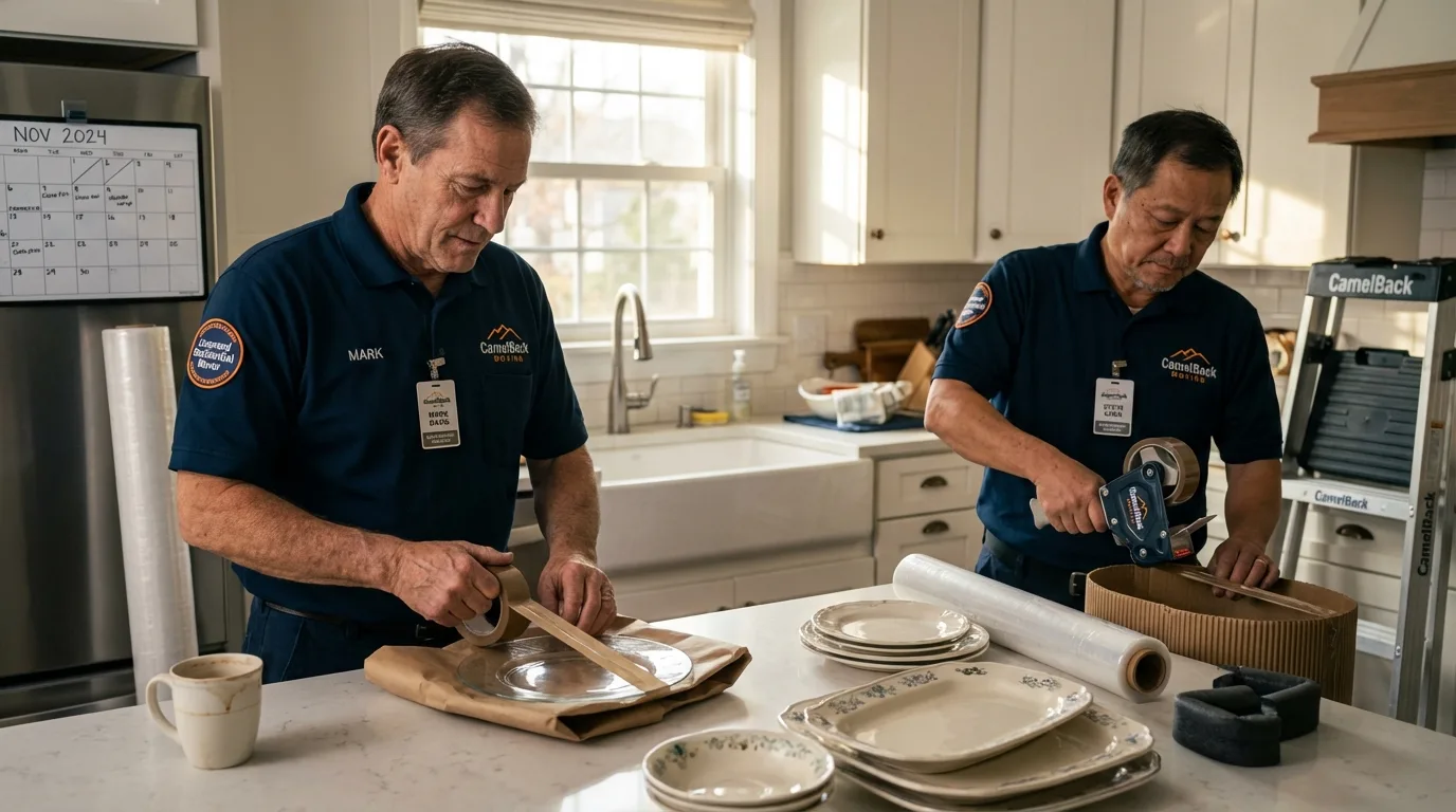 Professional crew packing kitchen dishware in Broadview Heights, OH